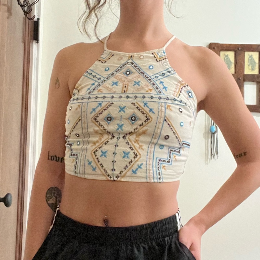 Smock Back Embroidered Top